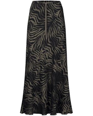 Riani Rokken ,Grijs ,Satijn Satijnen Rok Met Zebraprint - Zwart