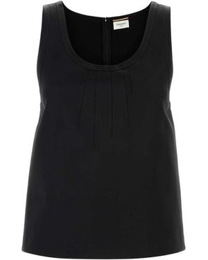 Saint Laurent Cassandre Plissé Top - Zwart