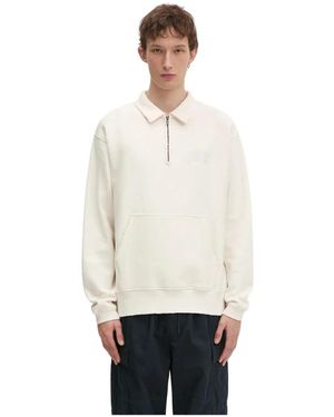 thisisneverthat Hoodies & Sweatvesten ,Wit ,Katoen Damaged Half Zip Polo Sweatshirt