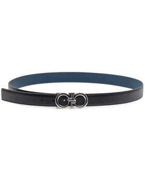 Ferragamo Ledergürtel Mit Doppelkreisschnalle - Blau