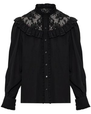 Chloé Overhemden ,Zwart ,Katoen Zijden Blouse Met Kant