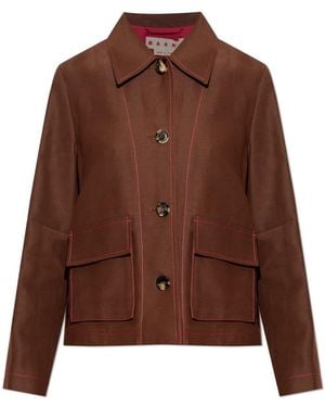 Marni Viscose-Ramie Jas Met Cargo Zakken - Bruin