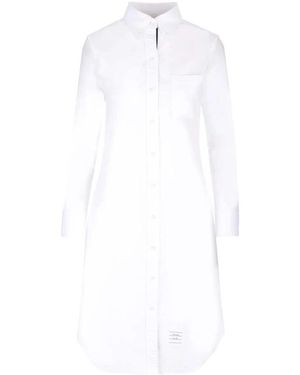 Thom Browne Poplin Lange Overhemdjurk - Wit