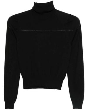 GOES BOTANICAL Streifendetail Rollkragenpullover - Schwarz