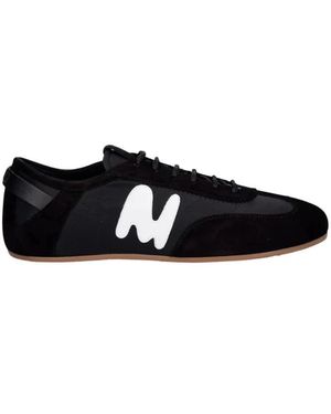MSGM Schoenen ,Zwart ,Suède Super Platte Suède Sneakers