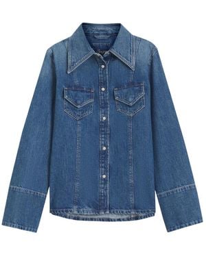 BOSS Overhemden ,Blauw ,Katoen Slim-Fit Blouse