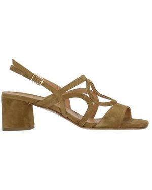 Julie Dee Schoenen ,Bruin ,Suède High Heel Sandalen - Naturel