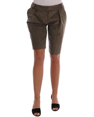 Ermanno Scervino Korte Broeken ,Groen ,Katoen Velvet Bermuda Shorts - Grijs
