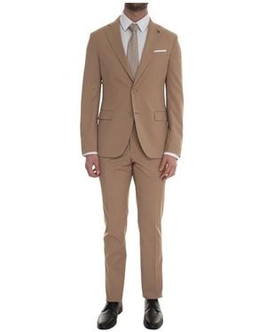 Paoloni Single Breasted Suits - Bruin