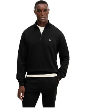 Lacoste Sweatshirt Met Hoge Hals En Rits - Zwart