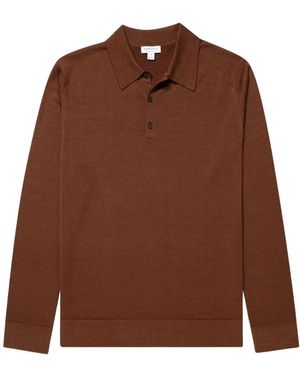 Sunspel Tops ,Bruin ,Wol Merino Polo