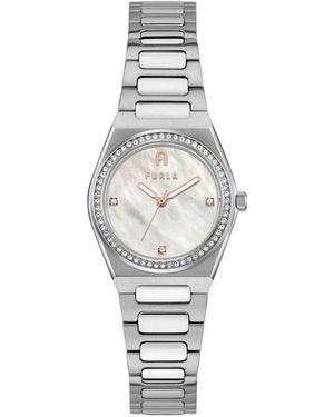 Furla Accessoires ,Grijs ,Roestvrijstalen Horloge - Metallic