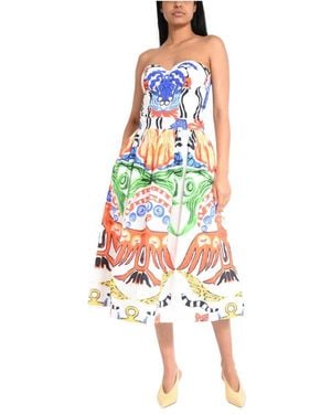 Stella Jean Geprinte Midi-Jurk - Wit