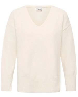 Ichi Truien & Vesten ,Ihluls V-Neck - Wit