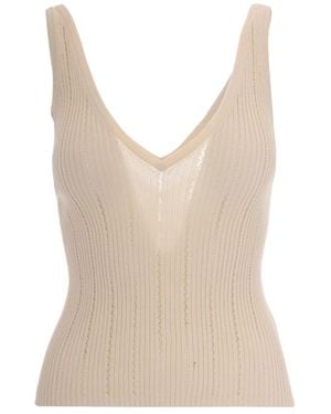 Sessun V-Neck Knitwear - Natural