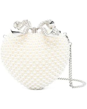 Self-Portrait Cremefarbene Schultertasche Mit Stil Aw25-307 - Weiß