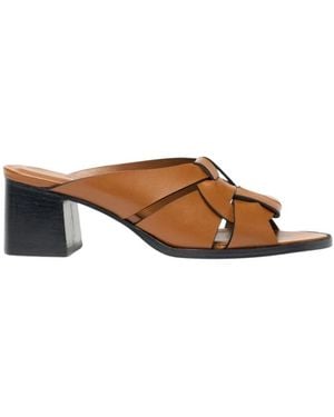 SCAROSSO Heeled Mules - Brown