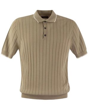 Peserico Polo Shirt Aus Reinem Baumwoll-Crêpegarn - Natur
