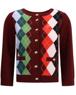 Ganni Karierte Strickjacke Mit-Muster - Rot