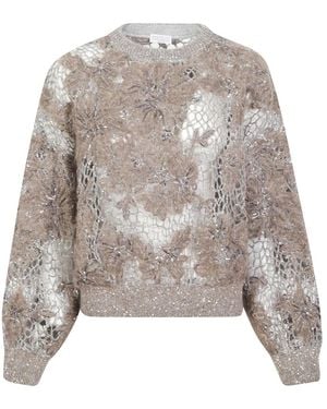 Brunello Cucinelli Strickpullover Mit Rundhalsausschnitt - Grau