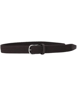 Anderson's 3.5Cm Geweven Leren Riem - Zwart