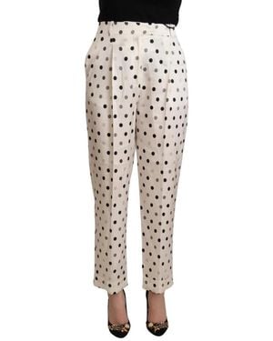 Ermanno Scervino Broeken ,Veelkleurig ,Polka Dot Zijden Broek Rechte Pijpen - Naturel