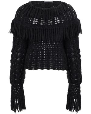 Alberta Ferretti Cropped Pullover Mit Fransen - Schwarz