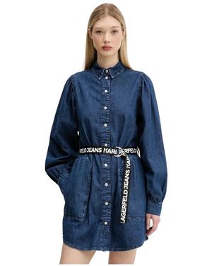 KARL LAGERFELD Denim Overhemdjurk Met Pofmouwen - Blauw