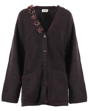 P.A.R.O.S.H. Cardigan C/Ricamo - Zwart
