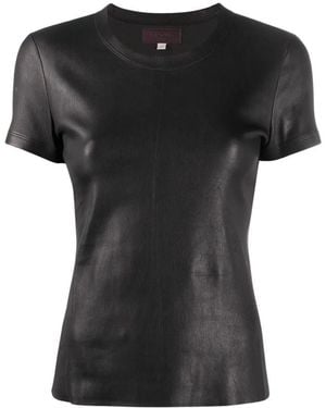 Stouls Tops ,Zwart ,Katoen 05 Stretch-Leder T-Shirt