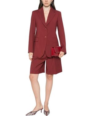 Max Mara Korte Broeken ,Rood ,Wol Mstadorno Riemen Plissée Tailored Shorts