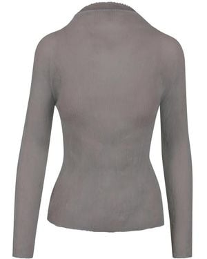 Issey Miyake Overhemden ,Grijs ,Blouse Met Wijde Hals