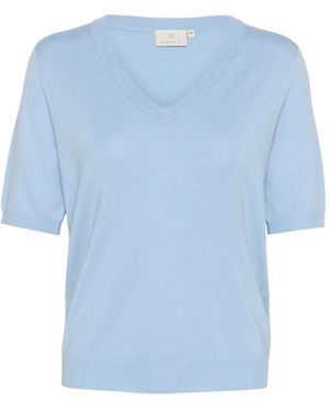 Kaffe V-Neck Knitwear - Bleu