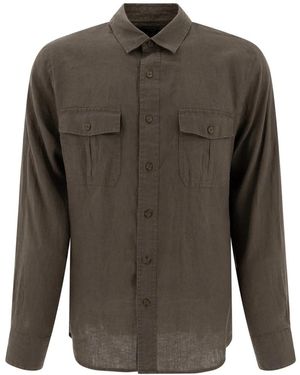 Vince Grünes Leinen Utility Hemd