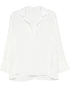 Panicale Overhemden ,Wit ,Slub V-Neck Sweater