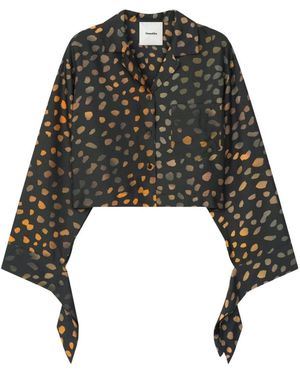 Nanushka Overhemden ,Veelkleurig ,Nelida Twill Silk Shirt - Zwart
