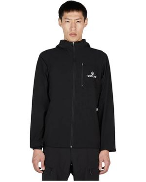 Ostrya Jassen ,Zwart ,Windbreaker Met Capuchon En Logo