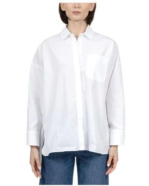Max Mara Weiße Baumwoll Langarmhemd