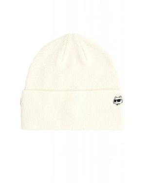 KARL LAGERFELD Ikon Beanie - Weiß
