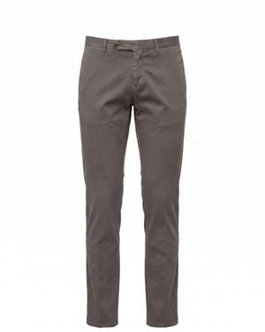 PT Torino Broeken ,Bruin ,Katoen Slim-Fit Broeken - Grijs