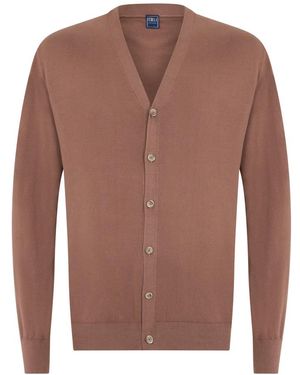 Fedeli Truien & Vesten ,Bruin ,Katoen Elegante Veelzijdige Cardigan
