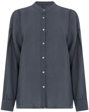 120% Lino Overhemden ,Grijs ,Linnen Linnen Overhemd - Blauw