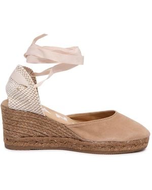 Manebí Niedriger Keil Espadrille Sandale Vintage Taupe - Pink