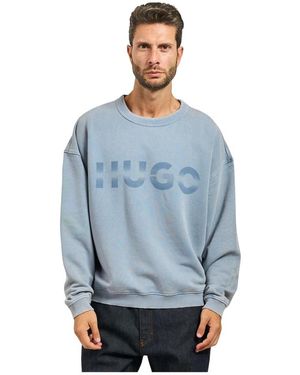 HUGO Klares Blaues Vintage Logo Sweatshirt