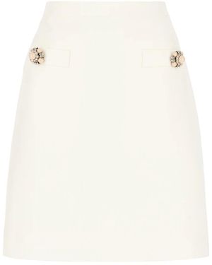 Valentino Garavani Rokken ,Wit ,Wol Crepe Couture Rok