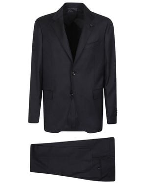 Lardini Kostuums ,Blauw ,Wol Single-Breasted Iconisch Pak - Zwart