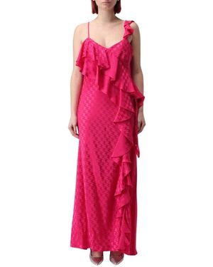 MSGM Kleedjes ,Roze ,Fuchsia Gerimpelde Maxi Jurk