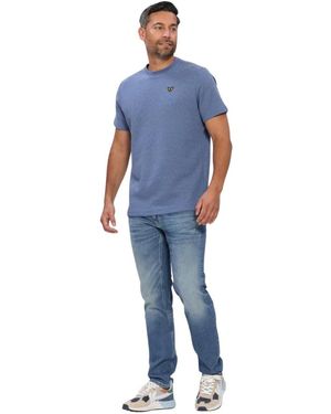 PME LEGEND Tops ,Blauw ,Katoen Two Tone Textured Stripe Polo