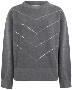 Peserico Hoodies & Sweatvesten ,Grijs ,Pailletten Trui Met Pailletten En Ronde Hals