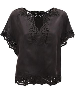 EMMA & GAIA V-Ausschnitt-Bluse - Schwarz